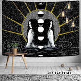 Lofaris Mystery Girl Black And White Moon Galaxy Wall Tapestry